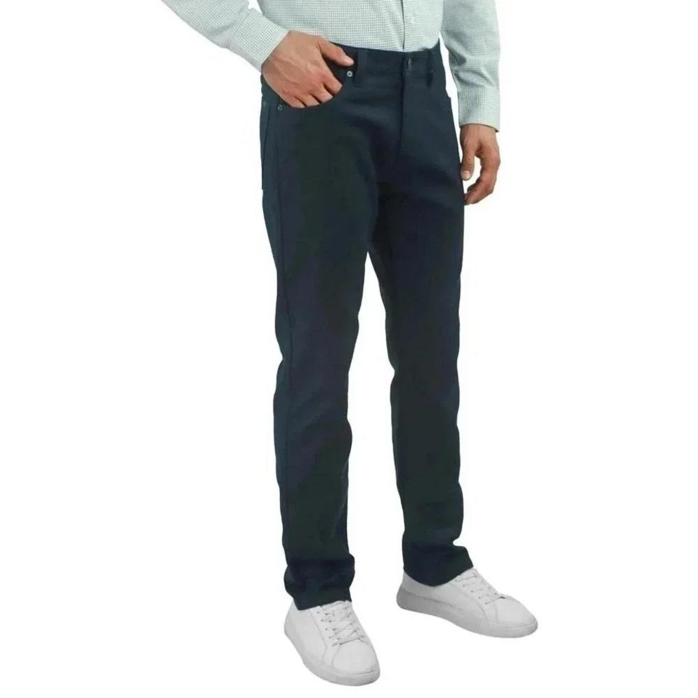 NEW JACHS New York Men's 32x30 Navy Blue Straight Fit 5 Pocket Stretch Waistband
